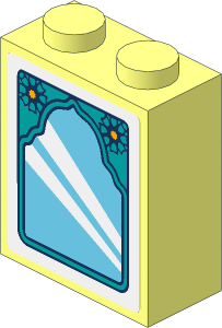 Brick  1 x  2 with Ornamented Mirror Sticker