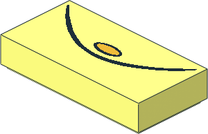 Tile  1 x  2 with Black Arc and Metallic Gold Button Pattern