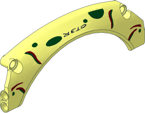 Technic Panel 15 x  2 x  5 Mudguard Arched with Rounded Top with Black "GTR 3" and Dark Red / Dark Green Spots and Markings Pattern