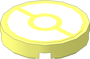 Tile  2 x  2 Round with Pokémon Center Logo on Bright Light Yellow Background Sticker