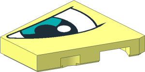 Tile  2 x  2 Cut Left with Slanted White and Teal Eye on Right Side Pattern