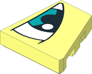 Tile  2 x  2 Cut Right with Slanted White and Teal Eye on Left Side Pattern