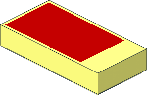 Tile  1 x  2 with Groove with Red Rectangle Pattern