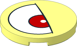 Tile  3 x  3 Round with Slanted White and Dark Red Eye on Right Side Pattern