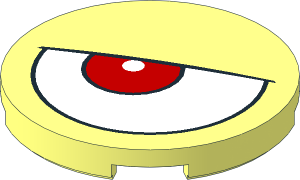 Tile  3 x  3 Round with Slanted White and Dark Red Eye on Left Side Pattern