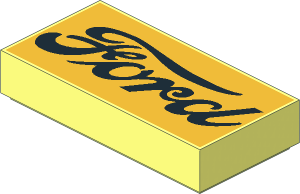 Tile  1 x  2 with Black "Ford" Pattern