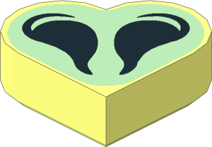 Tile  1 x  1 Heart Shape with Black Nostrils Pattern