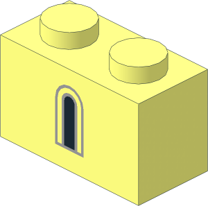 Brick  1 x  2 with  3 Black and Light Bluish Grey Castle Windows Pattern