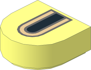 Tile  1 x  1 with Rounded End with Black, Tan and Dark Bluish Grey Castle Window Pattern