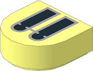 Tile  1 x  1 with Rounded End with  2 Black and Light Bluish Grey Castle Windows Pattern