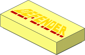 Tile  1 x  2 with Yellow and Red "DEFENDER" Pattern