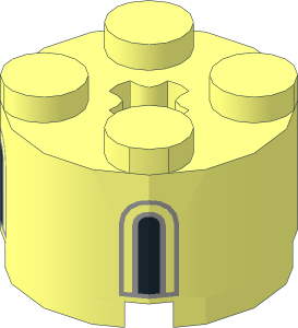 Brick  2 x  2 Round with  2 Black and Light Bluish Grey Castle Windows Pattern