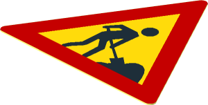 Sticker  1.5 x  1.7 Triangular with Worker and  1 Pile