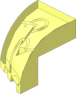 ~Slope Brick Curved  3 x  2 x  1.667 with Cutout Left without Patternable Surfaces
