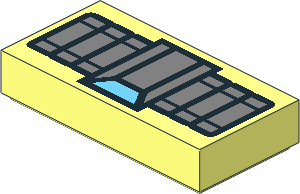 Tile  1 x  2 with Silver Rectangles and Medium Azure Trapezoid Pattern