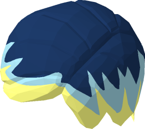 ~Minifig Hair Female Mid-Length with Side Part and Light Blue and Dark Blue Top Pattern - Pattern