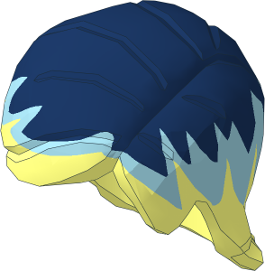 Minifig Hair Female Mid-Length with Side Part and Light Blue and Dark Blue Top Pattern