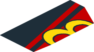 ~Sticker  1.9 x  1.9 with Yellow Number "8" on Red Stripes - Half