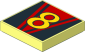 Tile  2 x  2 with Yellow Number "8" on Red Stripes Sticker