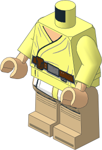 Minifig Body SMART Tag with Arms, Hands and Legs with SW Luke Skywalker Tunic and Belt Pattern