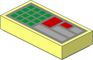 Tile  1 x  2 with Green, Red and Light Bluish Grey Buttons on Metallic Silver Background Pattern