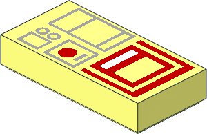 Tile  1 x  2 with Red and Grey Video Recorder Pattern