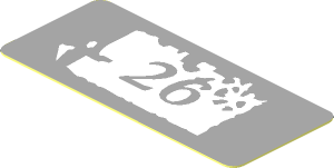 Sticker  0.8 x  1.8 with "26" on House Number Plate