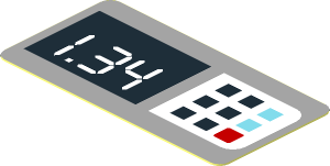 Sticker  0.9 x  1.8 with "1.34" and Keypad