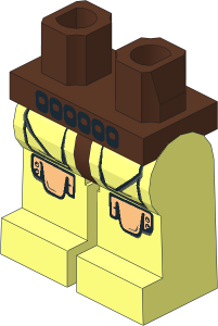 Minifig Hips and Legs with SW Brown Belt, Pockets and Very Light Orange Kneecaps Pattern