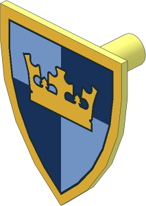 Minifig Shield Triangular with Crown on Dark / Medium Blue Quarter Pattern