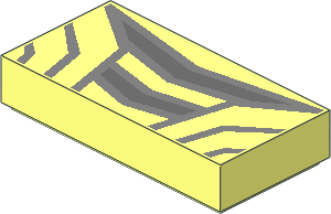 Tile  1 x  2 with Metallic Silver and Dark Bluish Grey Lines Pattern