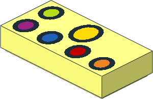 Tile  1 x  2 with  6 Coloured Ovals with Black Outlines Pattern