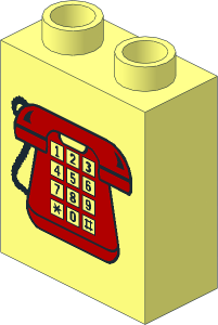 Duplo Brick  1 x  2 x  2 with Red Telephone Pattern