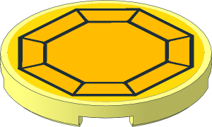 Tile 3 x 3 with Bright Light Orange Octagon and Yellow Background Sticker