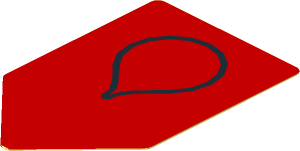 Sticker  1.6 x  2.5 with Black Teardrop and Red Background