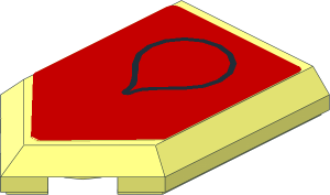 Tile  3 x  2 with Angled End with Black Teardrop and Red Background Sticker