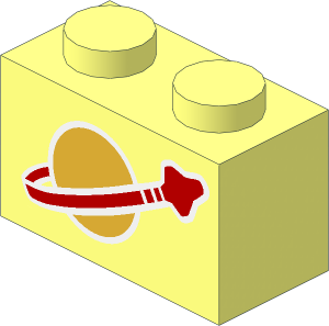 Brick  1 x  2 with Classic Space Logo Pattern