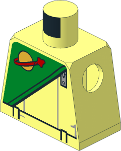 Minifig Torso with Green Futuron Pattern