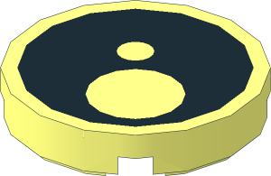 Tile  2 x  2 Round with Two Circles Within a Black Circle Pattern