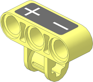Technic Cross Block 3 x 2 (Axle/Triple Pin) with Plus and Minus Symbols on Dark Bluish Grey Sticker