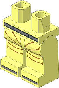 Minifig Hips and Legs with Retro Spacesuit Silver Belt and Dark Orange Wrinkles Pattern