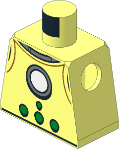 Minifig Torso with Retro Spacesuit with White Light and Green Buttons Pattern