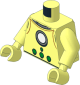 Minifig Torso with Arms and Hands with Retro Spacesuit with White Light and Green Buttons Pattern