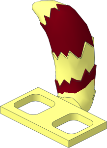 Minifig Tail Fluffy with Dark Red Stripes Pattern