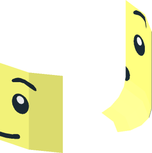 ~Minifig Head with Small Black Eyebrows Eyes and Smile / Surprised 2-Sided Half Pattern