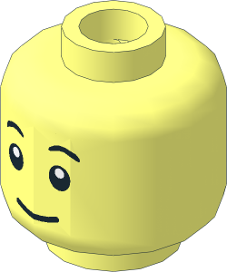 Minifig Head with Small Black Eyebrows Eyes and Smile / Surprised 2-Sided Pattern