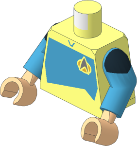 Minifig Torso with Arms and Hands with ST Dark Azure Starfleet Duty Uniform (2360s Variant) Pattern