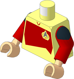 Minifig Torso with Arms and Hands with ST Red Starfleet Duty Uniform (2360s Variant) Pattern
