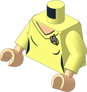 Minifig Torso with Arms and Hands with ST Uniform Vest with Starfleet Combadge and Light Nougat Neck Pattern