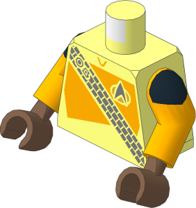 Minifig Torso with Arms and Hands with ST Bright Light Orange Starfleet Duty Uniform and Silver Klingon Baldrik Pattern